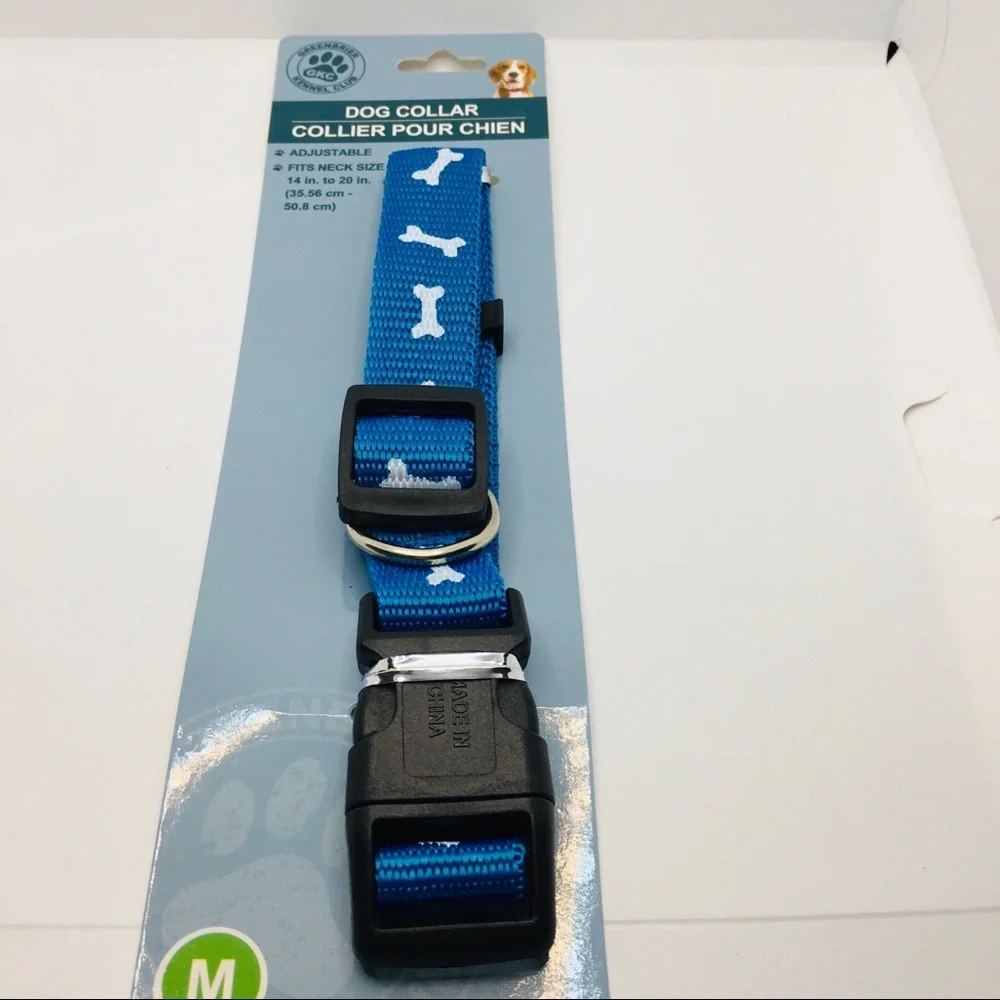 DOG COLLAR BLUE WITH BONES! SZ Med